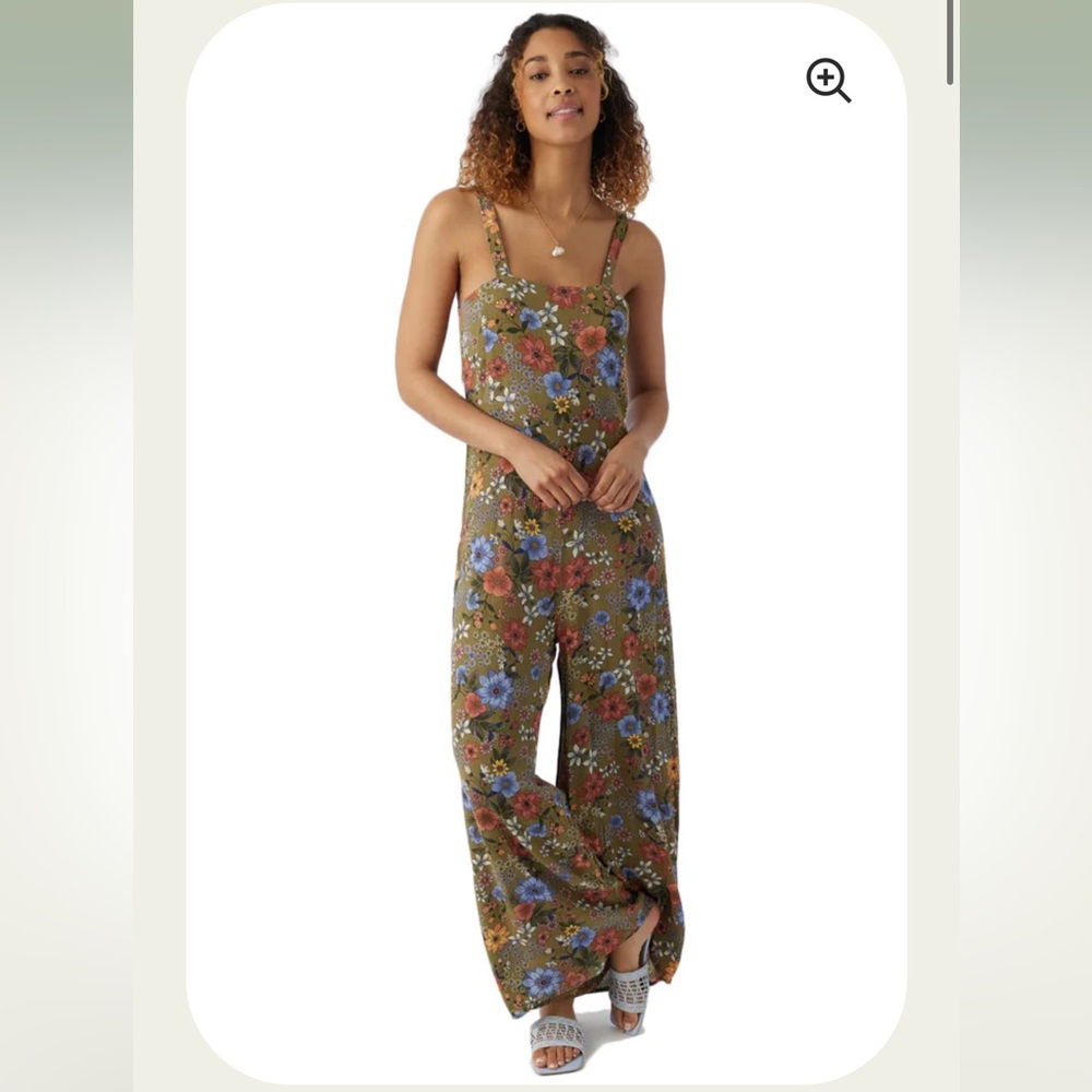 Floral Olive Wide-Leg Jumpsuit